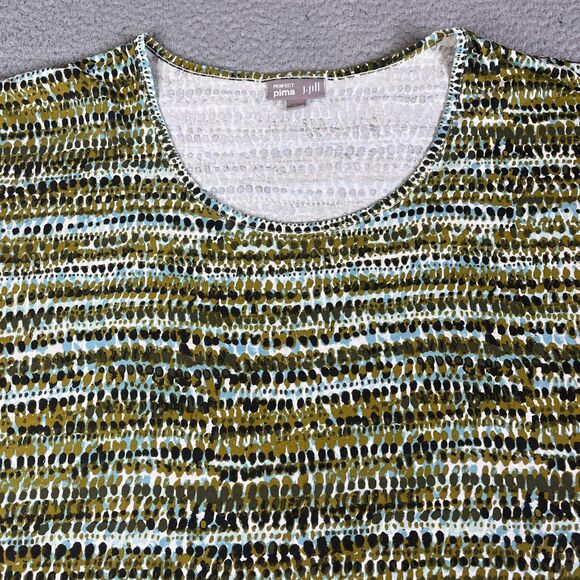 J. Jill Perfect Pima Top Womens XL Green Blue Short Sleeve Scoop Neck Cotton - Picture 2 of 10
